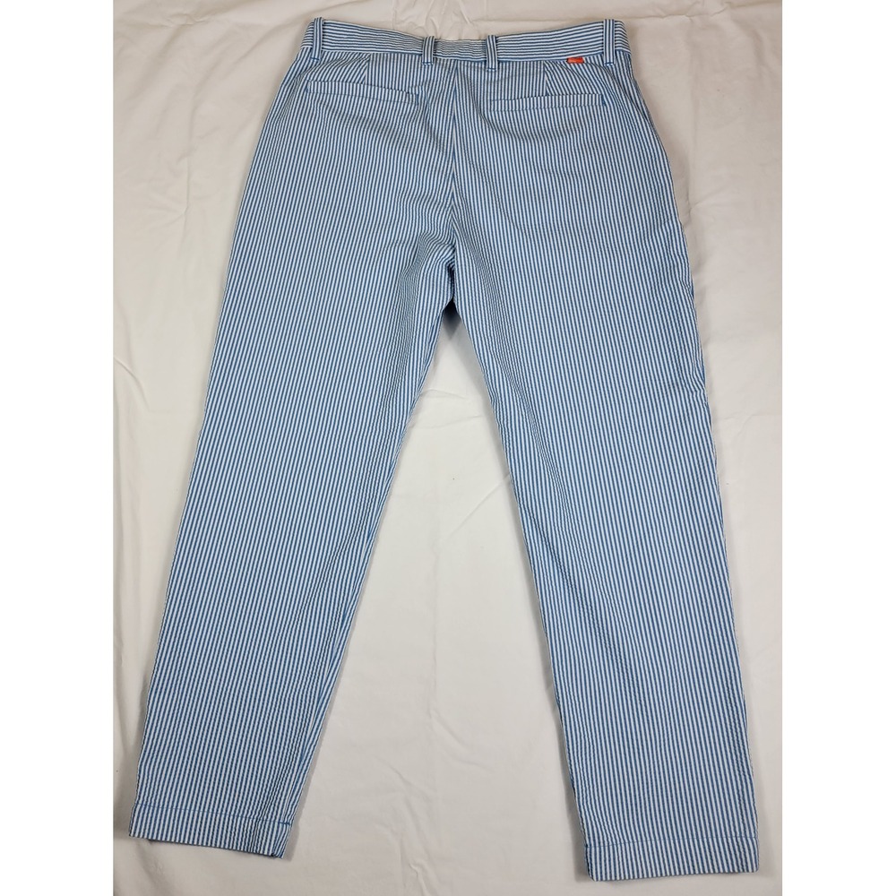 Nike Dri Fit Seersucker Stripe Golf Pants Mens 34x28 Blue White Chino Flat Front - Picture 6 of 10
